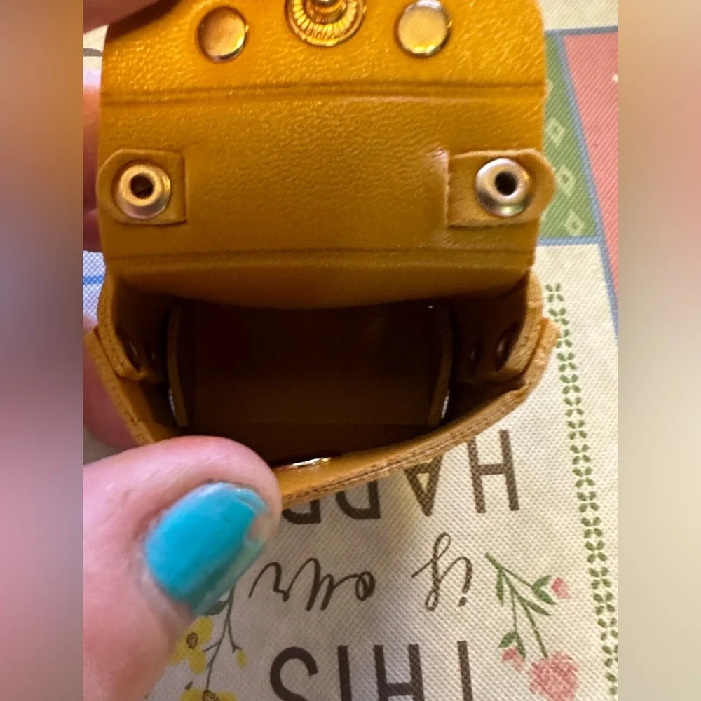 Nwt mustard yellow with navy blue owl keychain purse charm